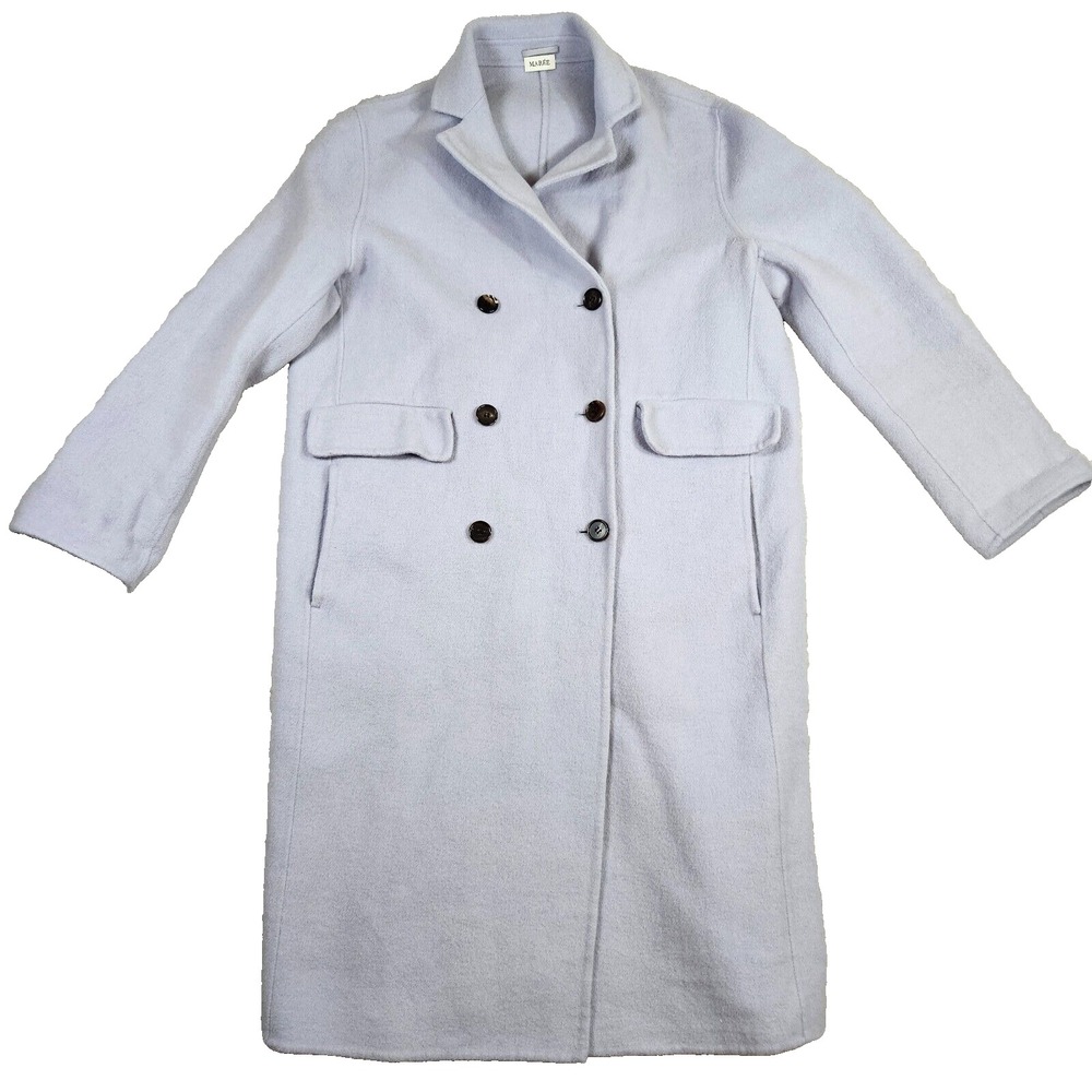 Maree Lavender Wool Blend Double Breasted Long Pea Coat Sz M Soft Girl Chic